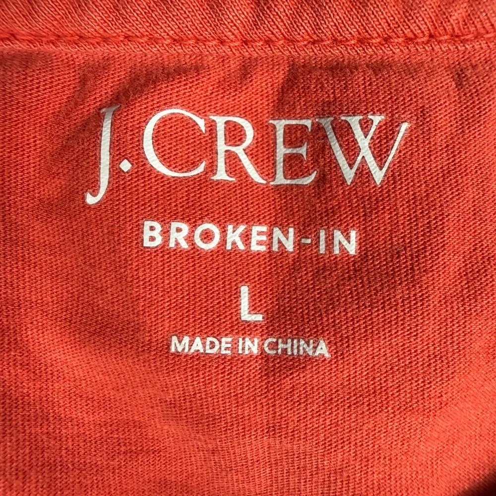 J.Crew Broken-In Henley Shirt Large Red Short Sleeve Minimalist Cotton Tee